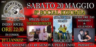 Kizomba Genova, sabato 20 maggio 2017 – 8° Social di Kizomba social kizomba del 20 maggio 2017 Genova